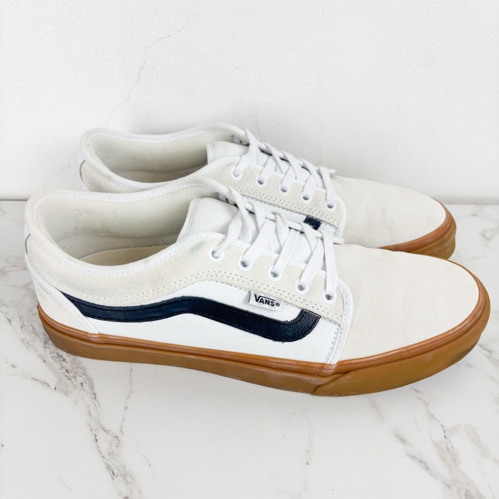 Vans Men’s Skate Chukka Low Sidestripe White Shoes Sz 11.5
